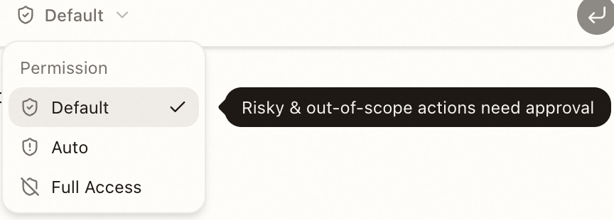 Permission mode selection